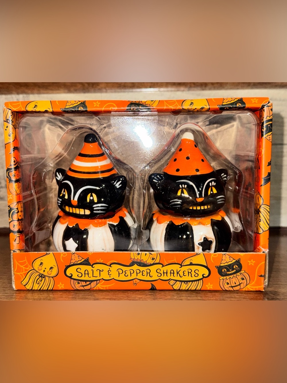 😘 Johanna Parker Black Cat 🐈‍⬛ Carnival 🎡 Salt & Pepper Shakers Halloween 🆕